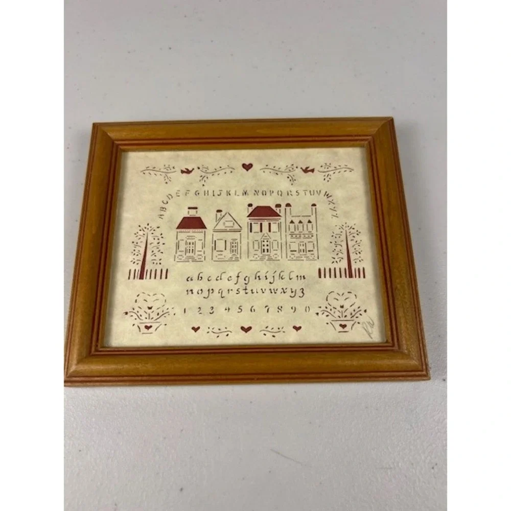 Designs With Scissors 1990 Scherenschnitte Framed Paper Cut Art Red Signed